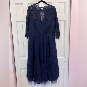 Torrid NWT Navy Lace Midi Special Occassion Dress - Size 16